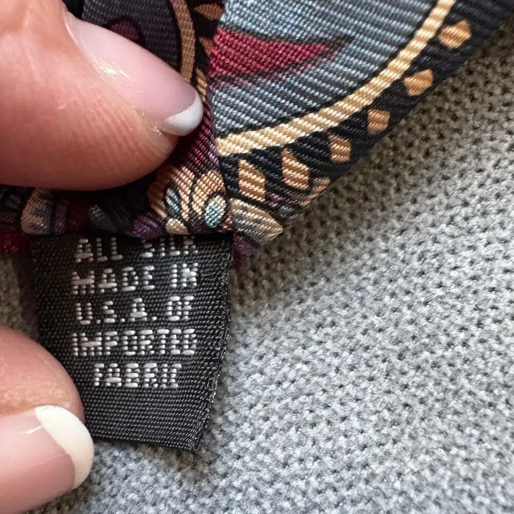 Christian Dior Monsieur Silk Tie Paisley Navy Burgundy Vintage USA OldMoney